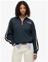 Cotton Rich Logo Half Zip Sweatshirt