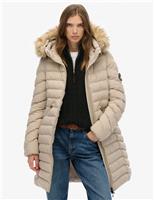 Hooded Funnel Neck Longline Puffer Jacket