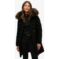 Superdry & Co Hooded Funnel Neck Longline Puffer Jacket Black
