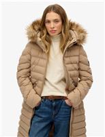 Hooded Funnel Neck Longline Puffer Jacket