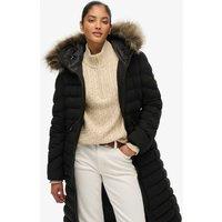 Superdry & Co Hooded Funnel Neck Longline Puffer Jacket Black