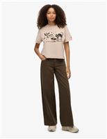 Pure Cotton Mid Rise Wide Leg Jeans