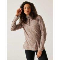Regatta Sweethart Marl Funnel Neck Half Zip Fleece Brown Mix