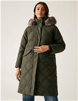 Freyla Quilted Hooded Longline Parka Coat