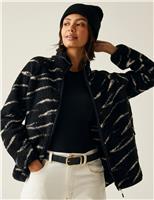 Frankie Borg Zebra Print Zip Up Fleece