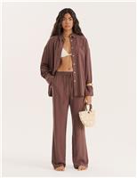4th & Reckless Anna Co-ord Beach Shirt Chocolate