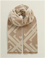 Pure Wool Printed Fringed Scarf