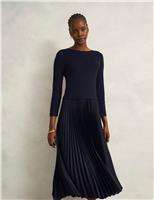 Slash Neck Knitted Midi Dress
