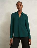 Collared V-Neck Blouse