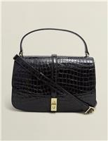 Leather Croc Effect Cross Body Bag