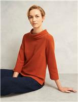 Jersey Ribbed Roll Neck Top