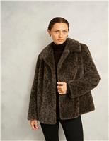 Faux Fur Leopard Print Coat