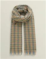 Checked Raw Hems Scarf