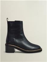 Leather Block Heel Ankle Boots