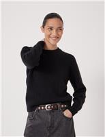 Alpaca Blend Crew Neck Puff Shoulder Jumper