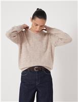 Alpaca Blend Crew Neck Puff Shoulder Jumper