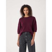 HUSH Pure Cashmere Chunky Jumper Burgundy Mix