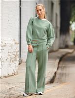 Cotton Rich Seam Detail Wide Leg Joggers