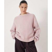 HUSH Pure Merino Wool Crew Neck Relaxed Jumper Soft Pink