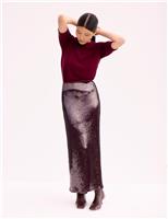 Sequin Split Back Maxi Pencil Skirt