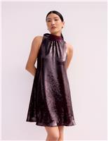 Sequin Halter Neck Mini Trapeze Dress