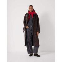 HUSH Pure Wool Leopard Print Double Faced Coat Brown Mix