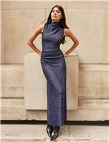 Sparkly Cowl Neck Midaxi Column Dress