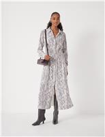 Crepe Animal Print Midi Shirt Dress