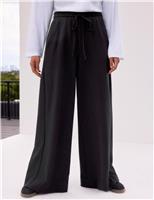Pinstripe Drawstring Wide Leg Joggers