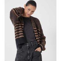 HUSH Alpaca Blend Striped Cardigan Black Mix