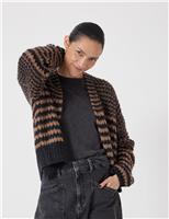 Alpaca Blend Striped Cardigan