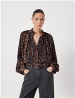 High Neck Blouson Sleeve Blouse