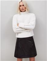 Leather Mini A-Line Skirt