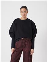 Pure Cotton Relaxed Puff Sleeve Sweatshirt