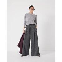 HUSH Striped Drawstring Wide Leg Trousers Grey Mix