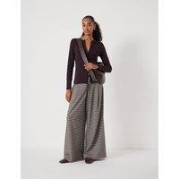 HUSH Jersey Checked Drawstring Wide Leg Trousers Black Mix