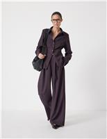 Wool Blend Wide Leg Trousers