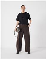 Cotton Rich Barrel Leg Trousers