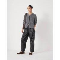 HUSH Leather Jack Barrel Leg Trousers Black