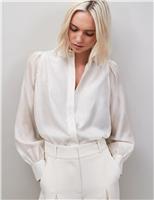 Lyocell Rich Embellished Puff Sleeve Shirt