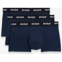 Hugo 3 Pack Cotton Stretch Logo Waistband Trunks Navy