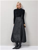 Jacquard Bubble Hem Midaxi A-Line Skirt