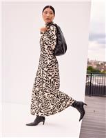 Jersey Animal Print High Neck Maxi Dress