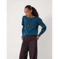 HUSH Emily Puff Sleeve Cotton Jersey Top Teal Green