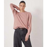 HUSH Emily Puff Sleeve Cotton Jersey Top Dark Pink