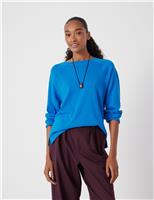 HUSH Matilda Pure Cotton Crew Neck Top Bright Blue