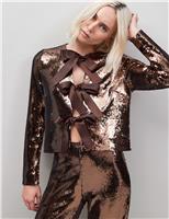 Sequin Bow Front Jacket