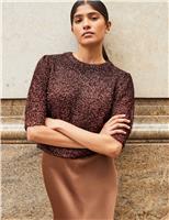 Metallic Sparkly Crew Neck Relaxed Jumper