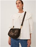 Pure Cotton Embroidered Cross Body Satchel