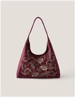 Pure Cotton Embroidered Slouch Shoulder Bag